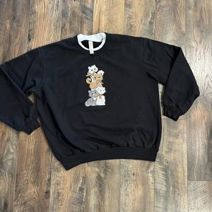 Morning Sun Womens Sz L Cats Kittens Double Collar Sweatshirt Black